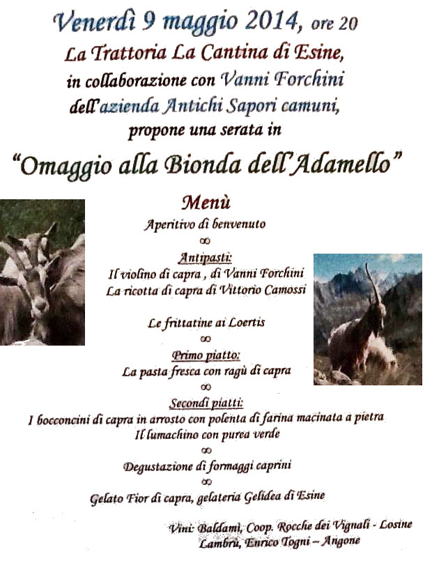 Menu Omaggio alla Bionda dell'Adamello