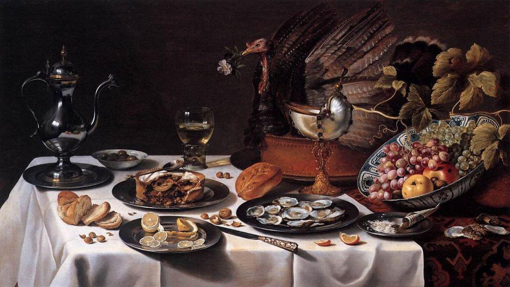 Pieter Claesz Natura morta con tacchino XVII secolo